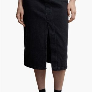Mango Black Midi Denim Skirt